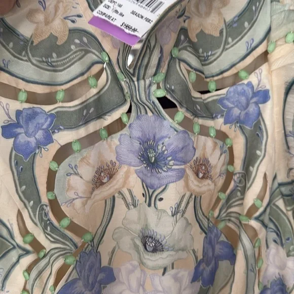 Zimmermann Tan and Blue Long Sleeve Sundress - Picture 8 of 9